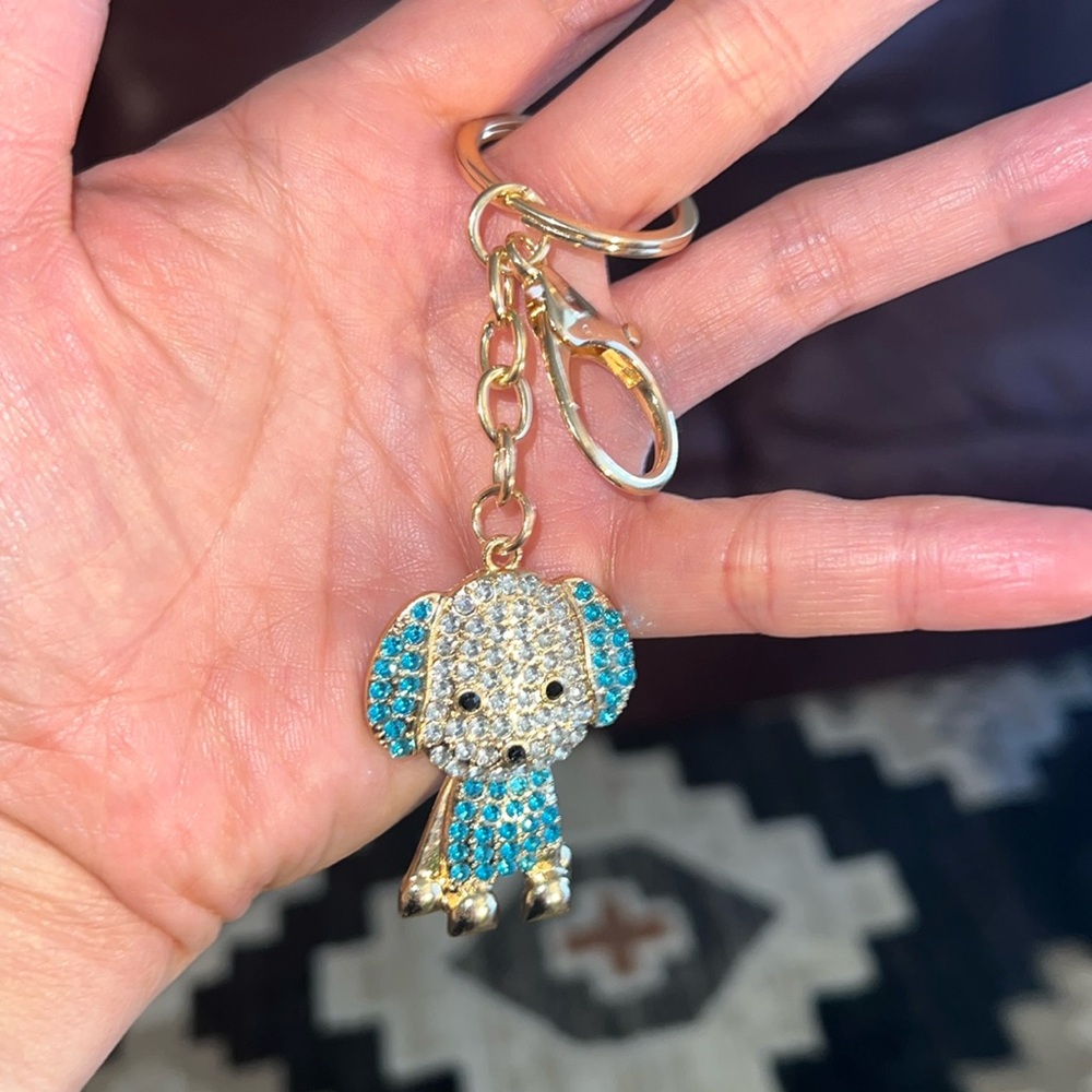 1 Cute Glitter Dog Keychain - choose color